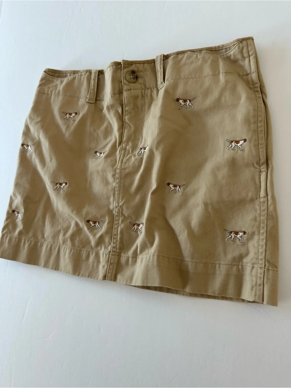 Ralph Lauren Girls Khaki Mini skirt With Embroidered Dogs Size 16 Classic